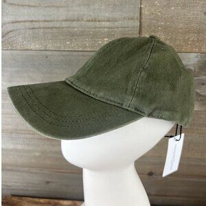 Treasure & Bond Baseball Cap Adjustable Faux Leather Strap Cotton Olive Green OS